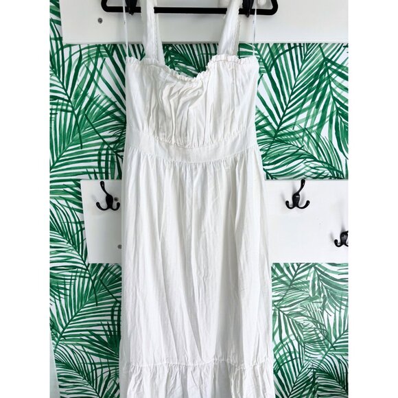 NWT Lulus Flirting in Florence White Striped Midi Dress with Tie Straps - Picture 2 of 14